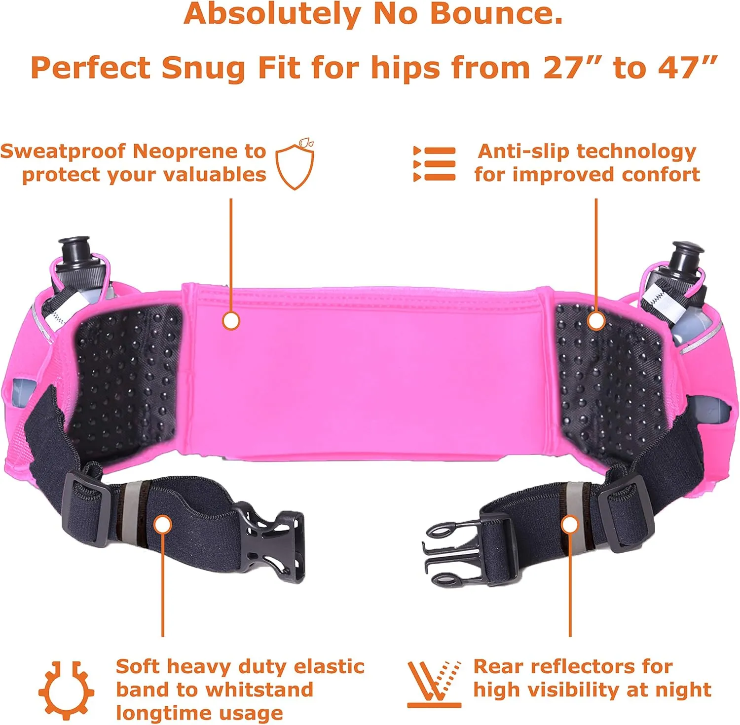No.1 Hydration Belt by Runtasty - Premium Running Fuel Belt w/2 BPA-Free 10 oz Water Bottles, Tilt-Up Pocket w/Touchscreen-Ready Cover - Fits All iPhones, Runners Ebook & No-Bounce Design