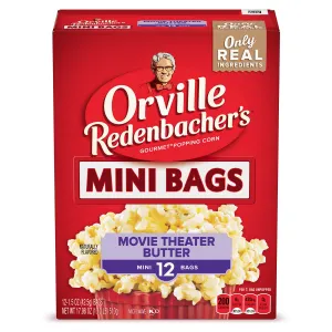 Orville Redenbacher's Microwave Popcorn, Movie Theater Butter Flavor, Mini Bags, 1.5 oz., 12-Count