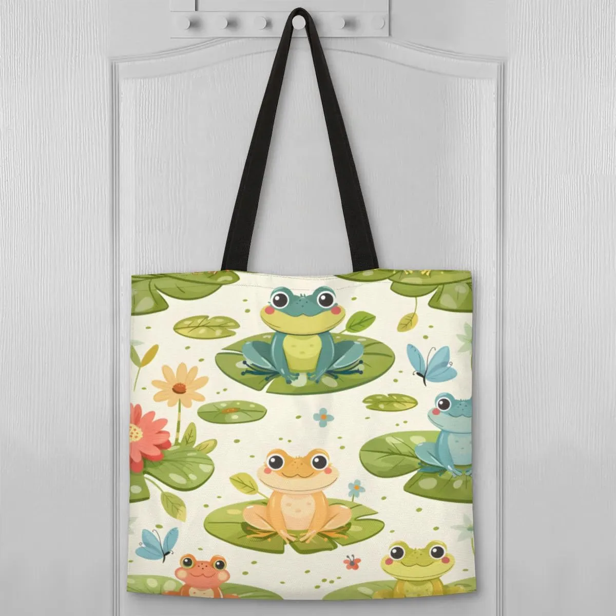 Panda Colorful Couds Cone Hat Canvas Tote Bag for Women Men Stylish Tote Handbag Shoulder Bag Reusable Grocery Bag