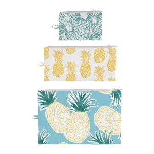 Pineapple Flat Pouch, Set of 3
