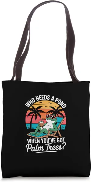 Relaxed Frog Summer Just Add Coconuts Vacation Mode on Tote Bag