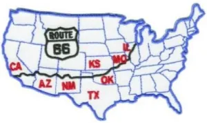 Route 66 USA Map Patch (Iron on)