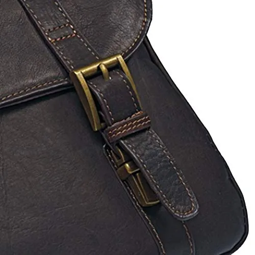 Samsonite Genuine Leather Flapover Buckle Brief Black
