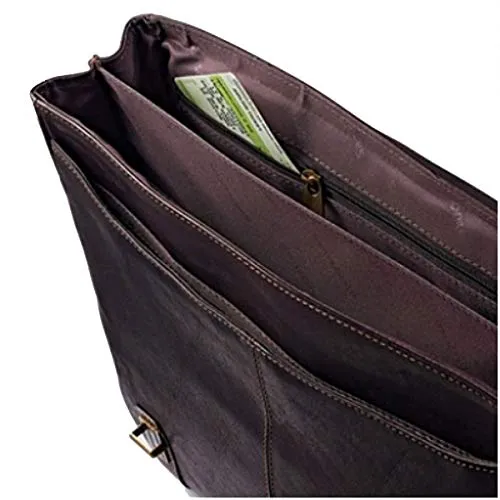 Samsonite Genuine Leather Flapover Buckle Brief Black