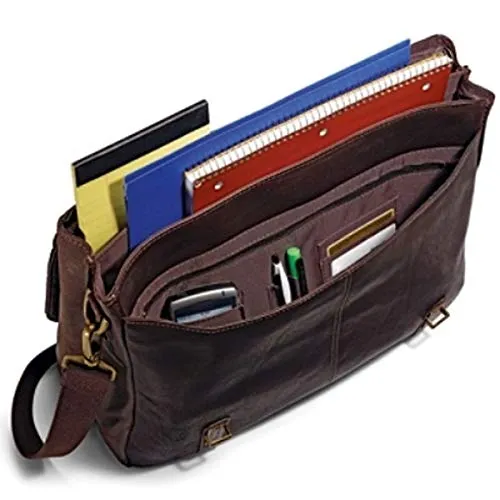 Samsonite Genuine Leather Flapover Buckle Brief Black