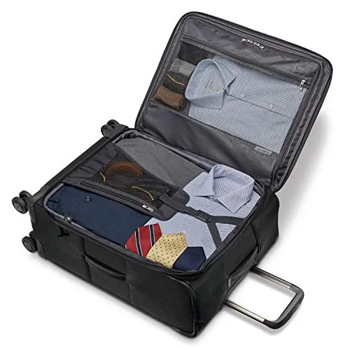 Samsonite Lineate Expandable Softside Checked Luggage with Spinner Wheels, 29 Inch, Obsidian Black