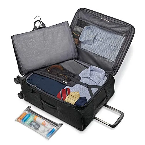 Samsonite Lineate Expandable Softside Checked Luggage with Spinner Wheels, 29 Inch, Obsidian Black