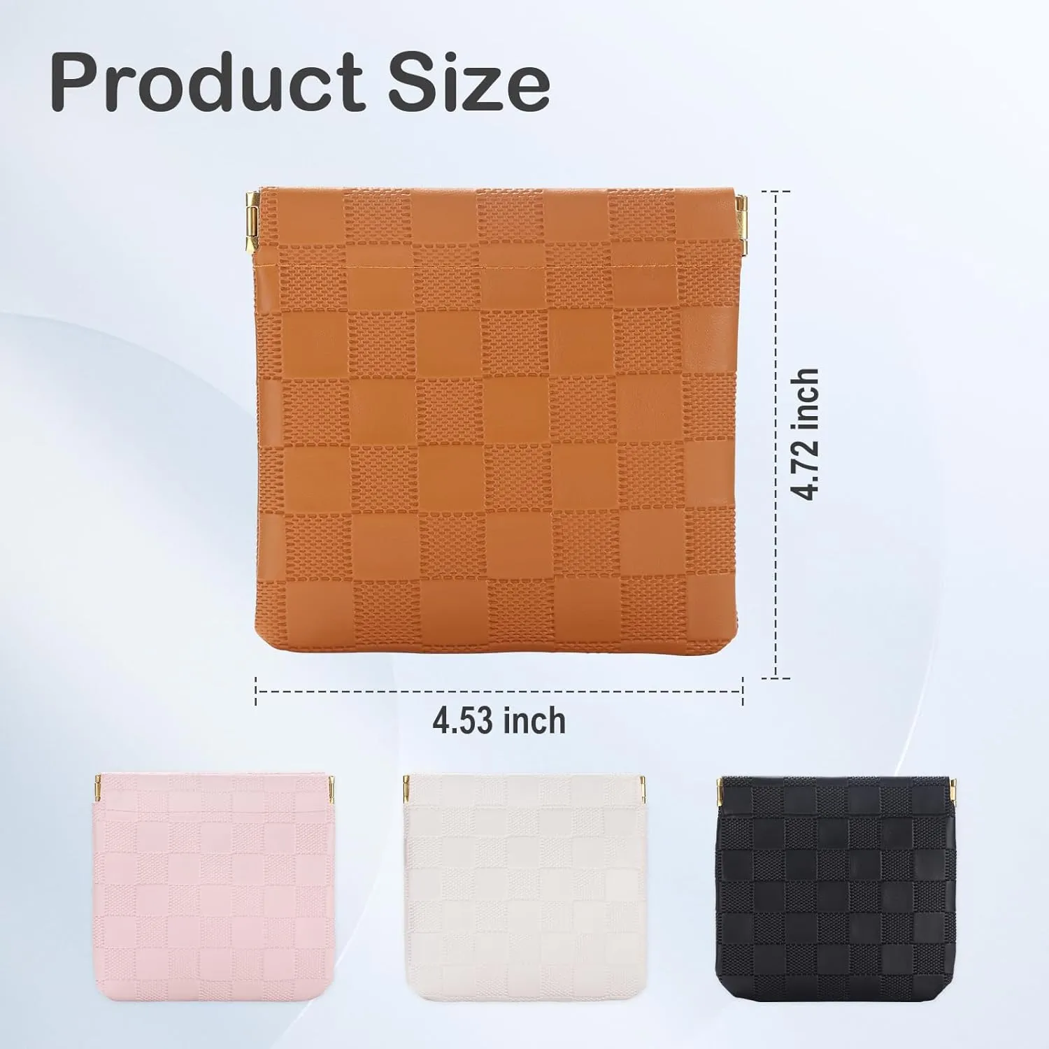 Sightor 2PCS Small Makeup Bag for Purse, Mini Cosmetic Bag Waterproof Pouch for Women, Checkered Purse Self-closing Coin Lipstick Small Leather Cosmetic Pouch (Brown, Beige)