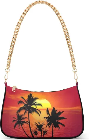 Small Chain Shoulder Bag for Women Travel Hobo Tote Handbag Clutch Purse with Zipper