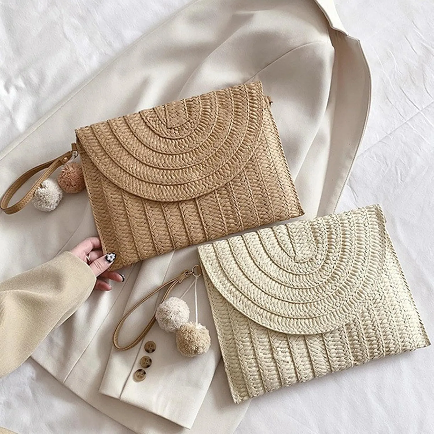 Small Summer Beach Bags Straw Beach Bag Woven Purse Cute Womens Handbag Shoulder Purse Straw Clutch Purses
