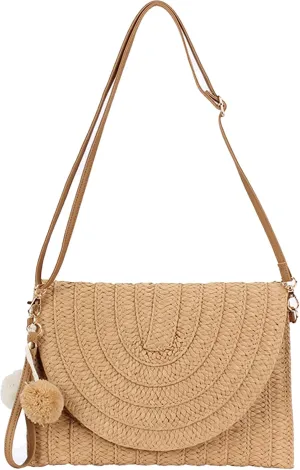 Small Summer Beach Bags Straw Beach Bag Woven Purse Cute Womens Handbag Shoulder Purse Straw Clutch Purses