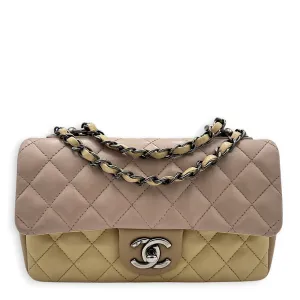 Timeless Classic Flap Beige Shoulder Bag in Lambskin, Ruthenium hardware