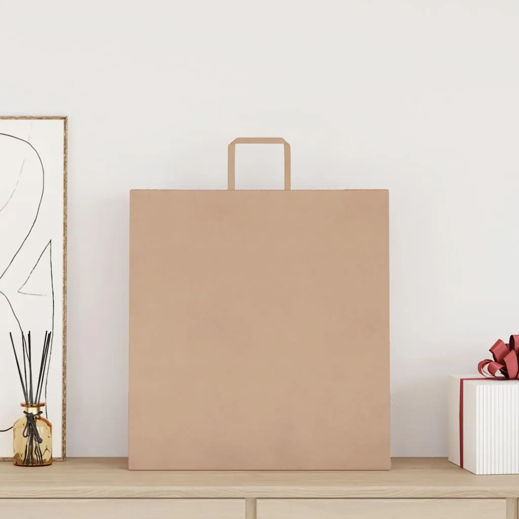 vidaXL Paper Bags 250 pcs with Handles Brown 45x17x48 cm