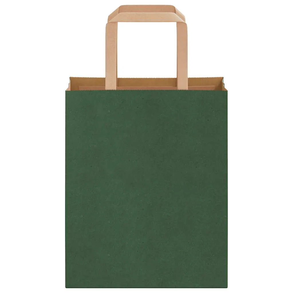 vidaXL Paper Bags 250 pcs with Handles Green 18x8x22 cm