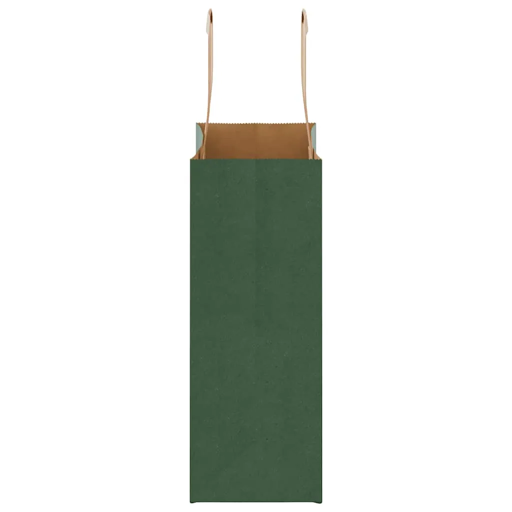 vidaXL Paper Bags 250 pcs with Handles Green 18x8x22 cm