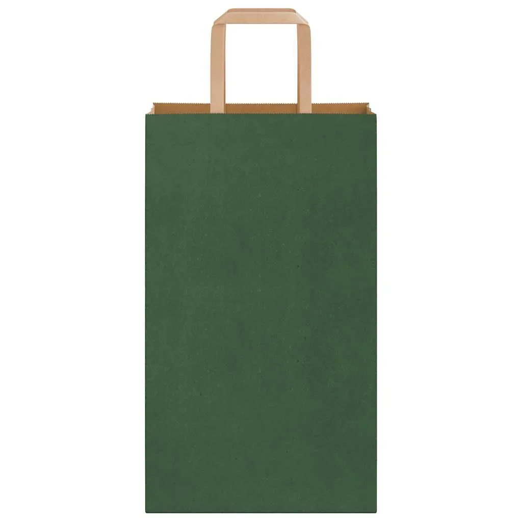vidaXL Paper Bags 250 pcs with Handles Green 21x11x36 cm