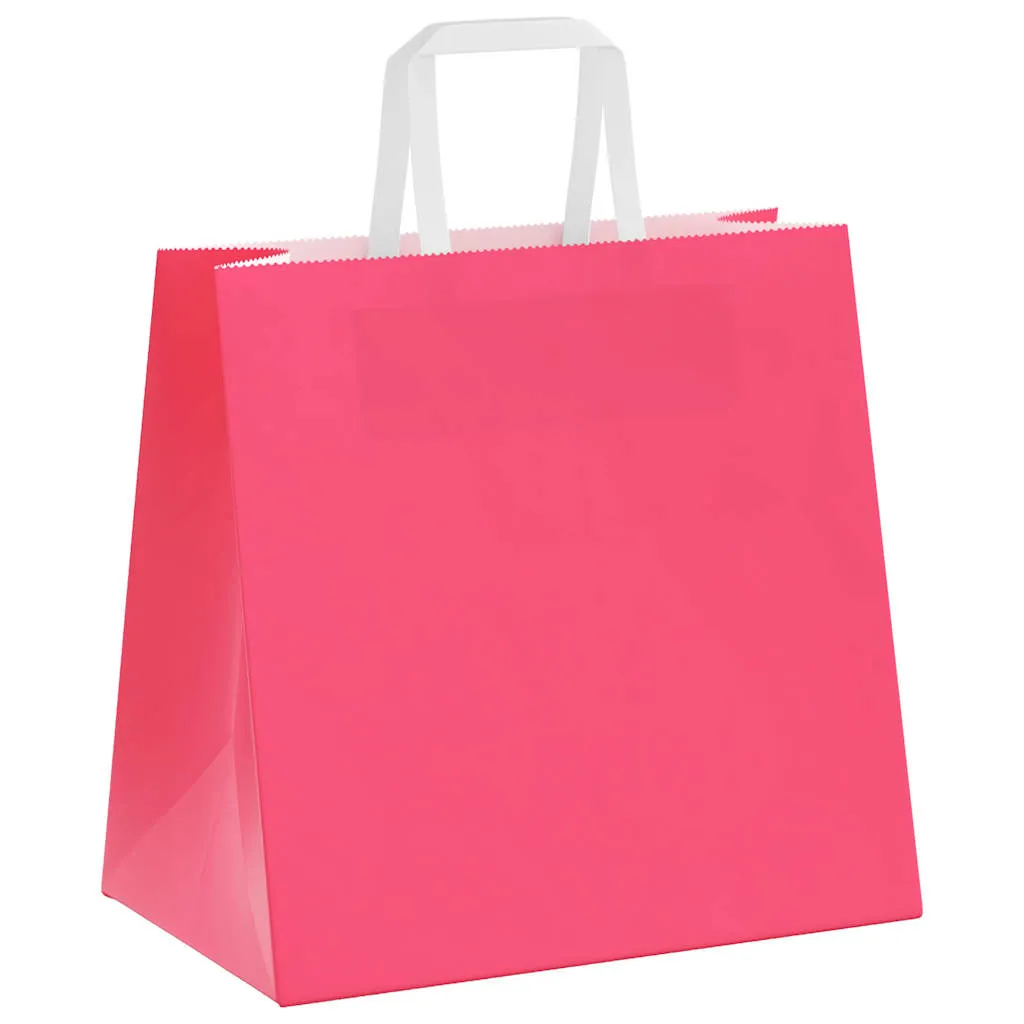 vidaXL Paper Bags 250 pcs with Handles Pink 26x17x25 cm