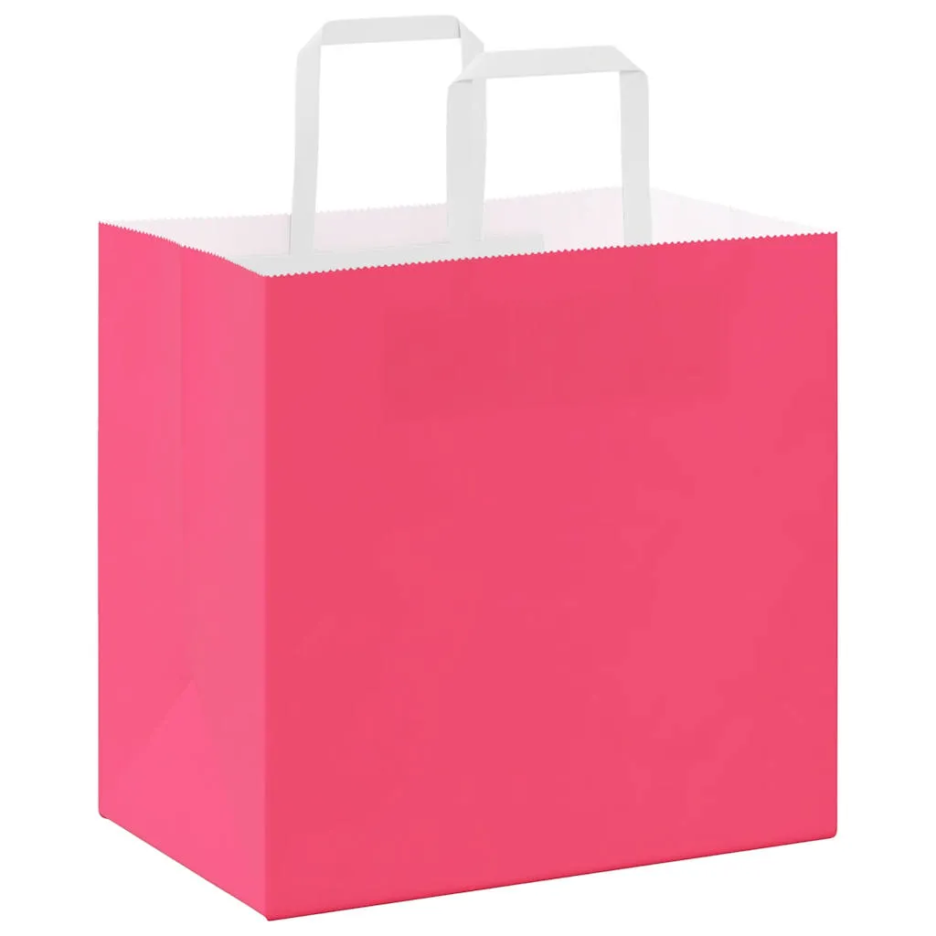 vidaXL Paper Bags 250 pcs with Handles Pink 26x17x25 cm