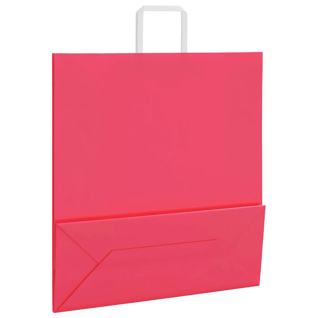 vidaXL Paper Bags 250 pcs with Handles Pink 45x17x48 cm