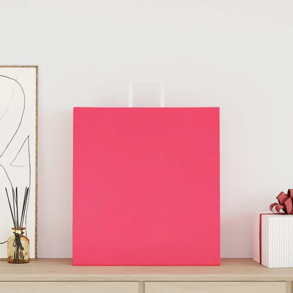 vidaXL Paper Bags 250 pcs with Handles Pink 45x17x48 cm