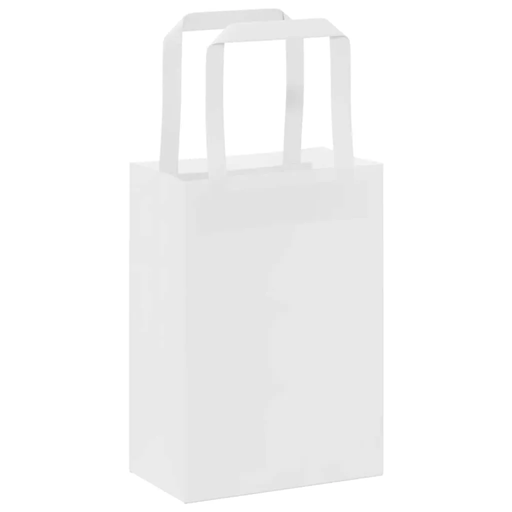 vidaXL Paper Bags 250 pcs with Handles White 15x8x21 cm
