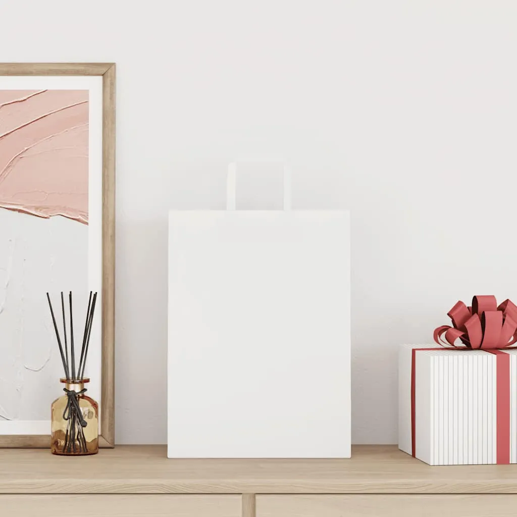 vidaXL Paper Bags 250 pcs with Handles White 26x12x35 cm