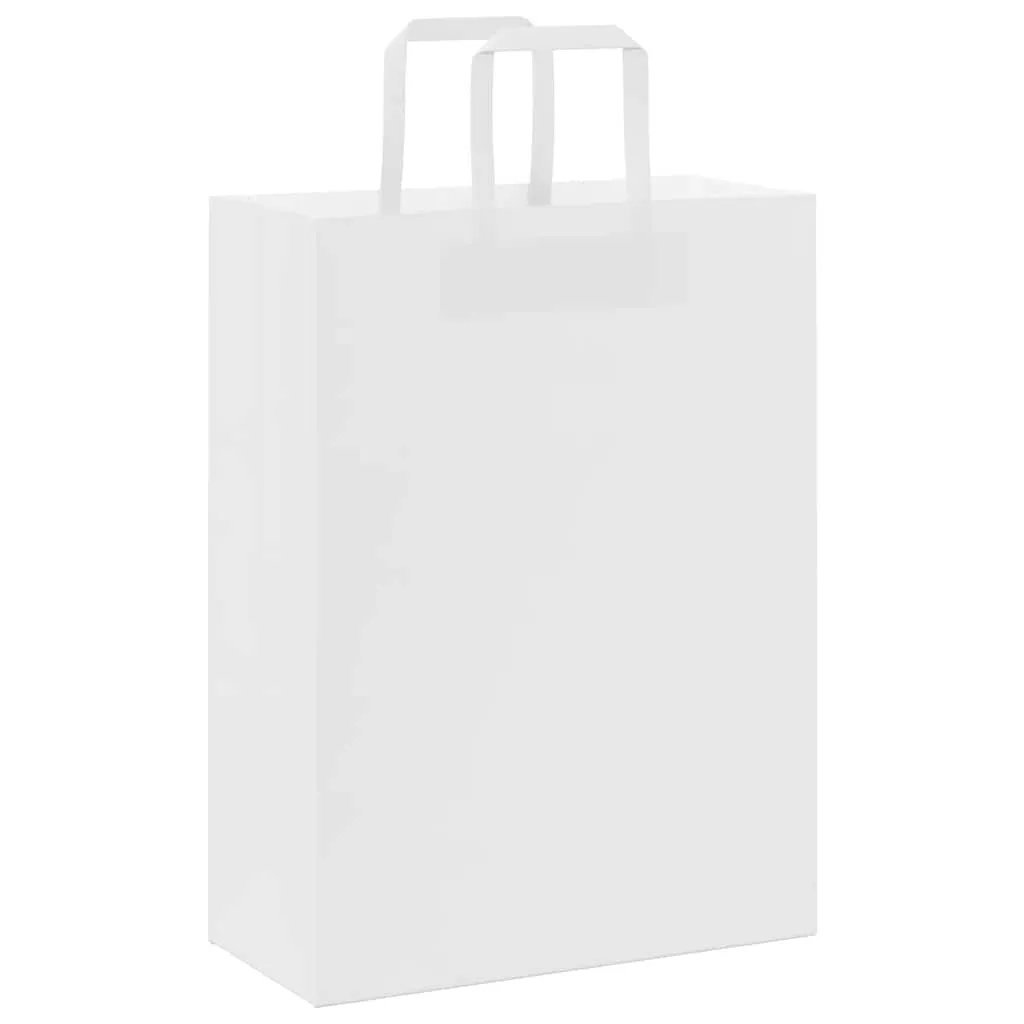 vidaXL Paper Bags 250 pcs with Handles White 26x12x35 cm