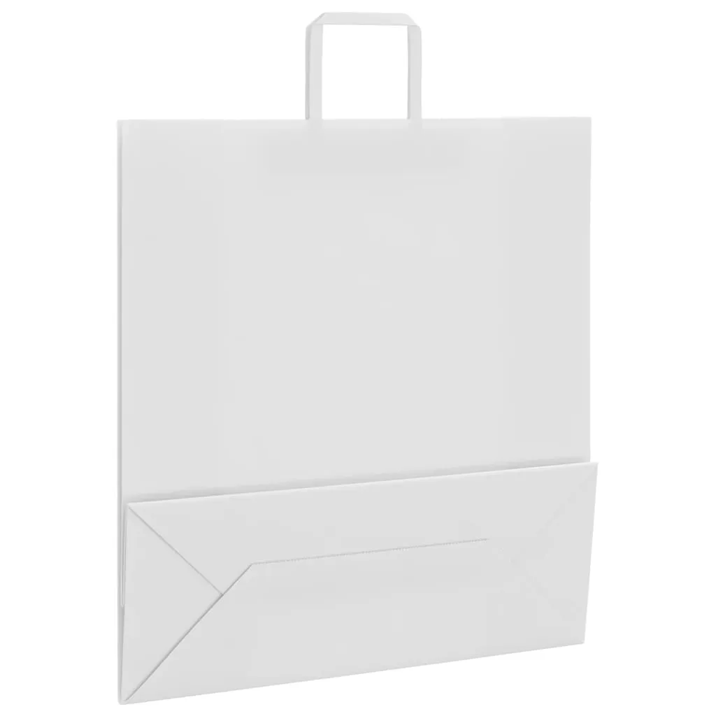 vidaXL Paper Bags 250 pcs with Handles White 45x17x48 cm