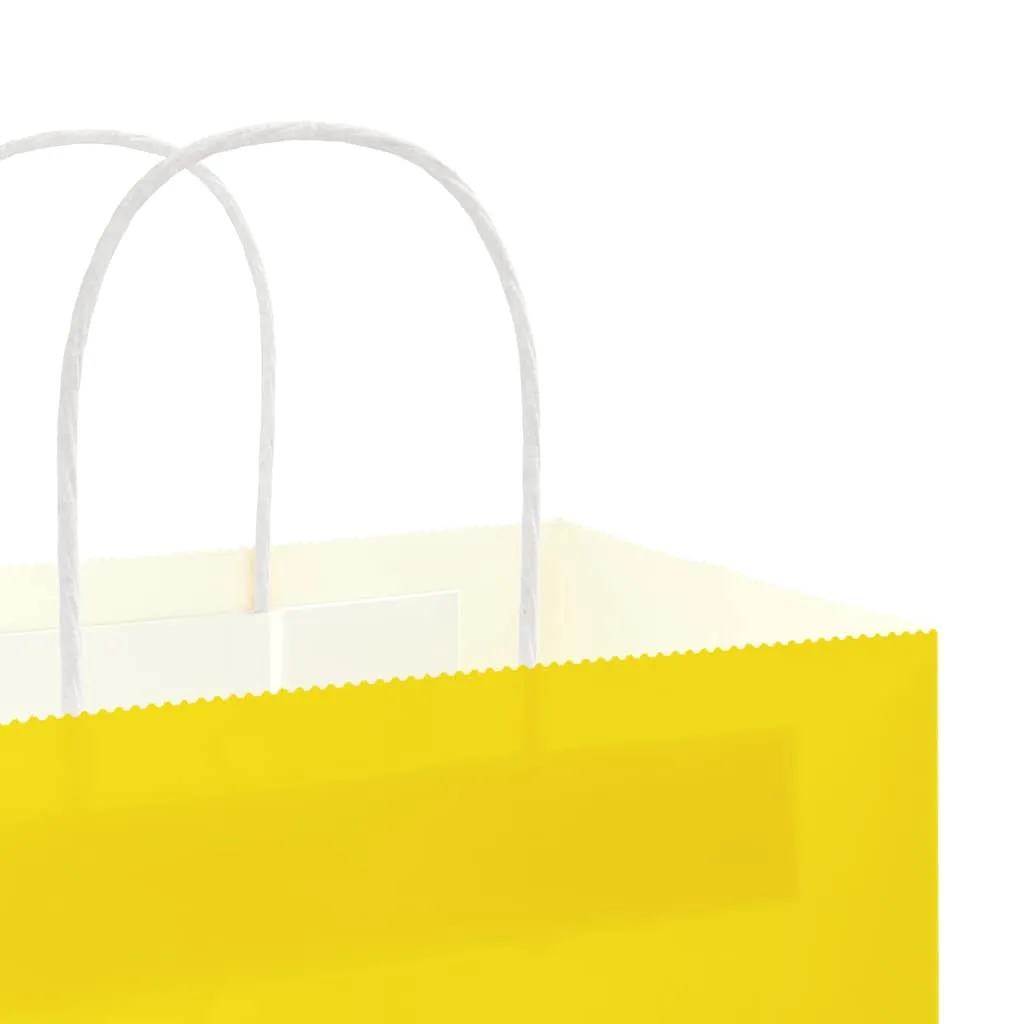 vidaXL Paper Bags 250 pcs with Handles Yellow 21x11x36 cm