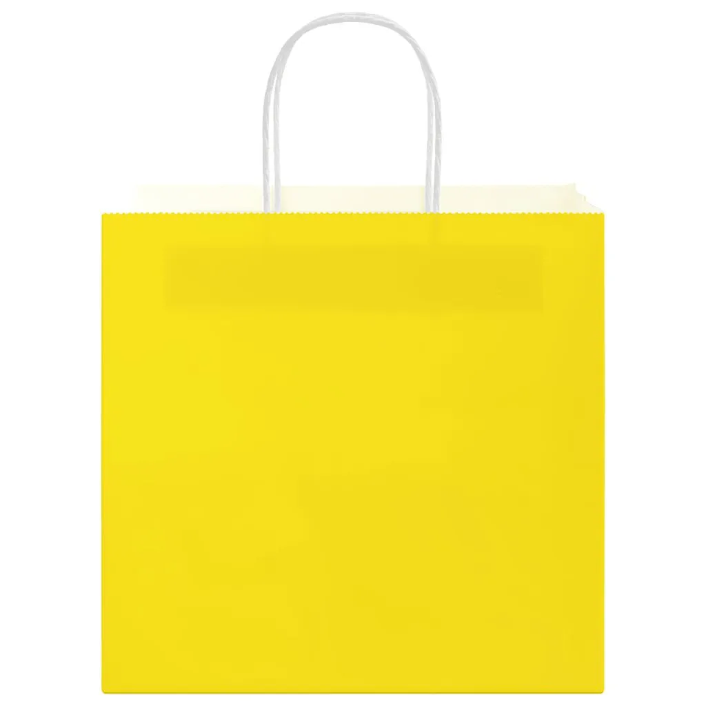 vidaXL Paper Bags 250 pcs with Handles Yellow 21x11x36 cm