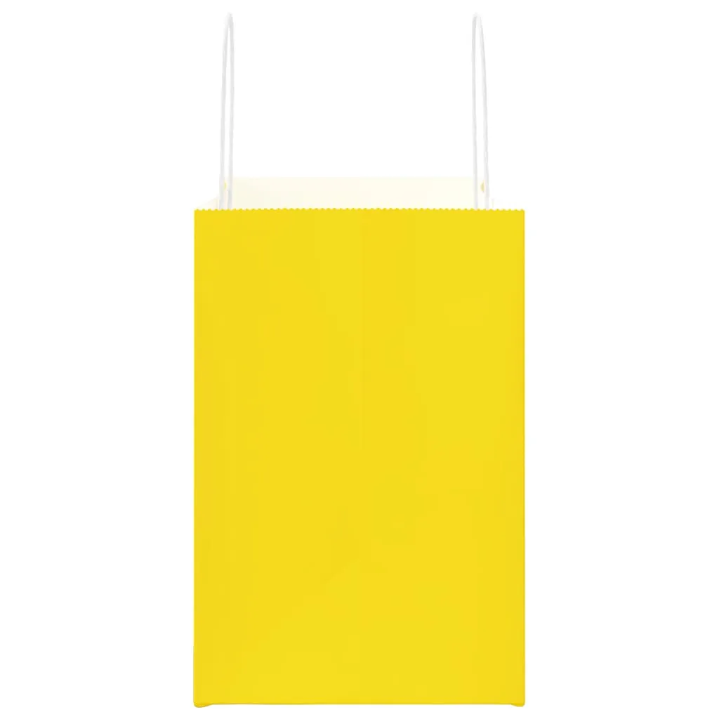 vidaXL Paper Bags 250 pcs with Handles Yellow 21x11x36 cm