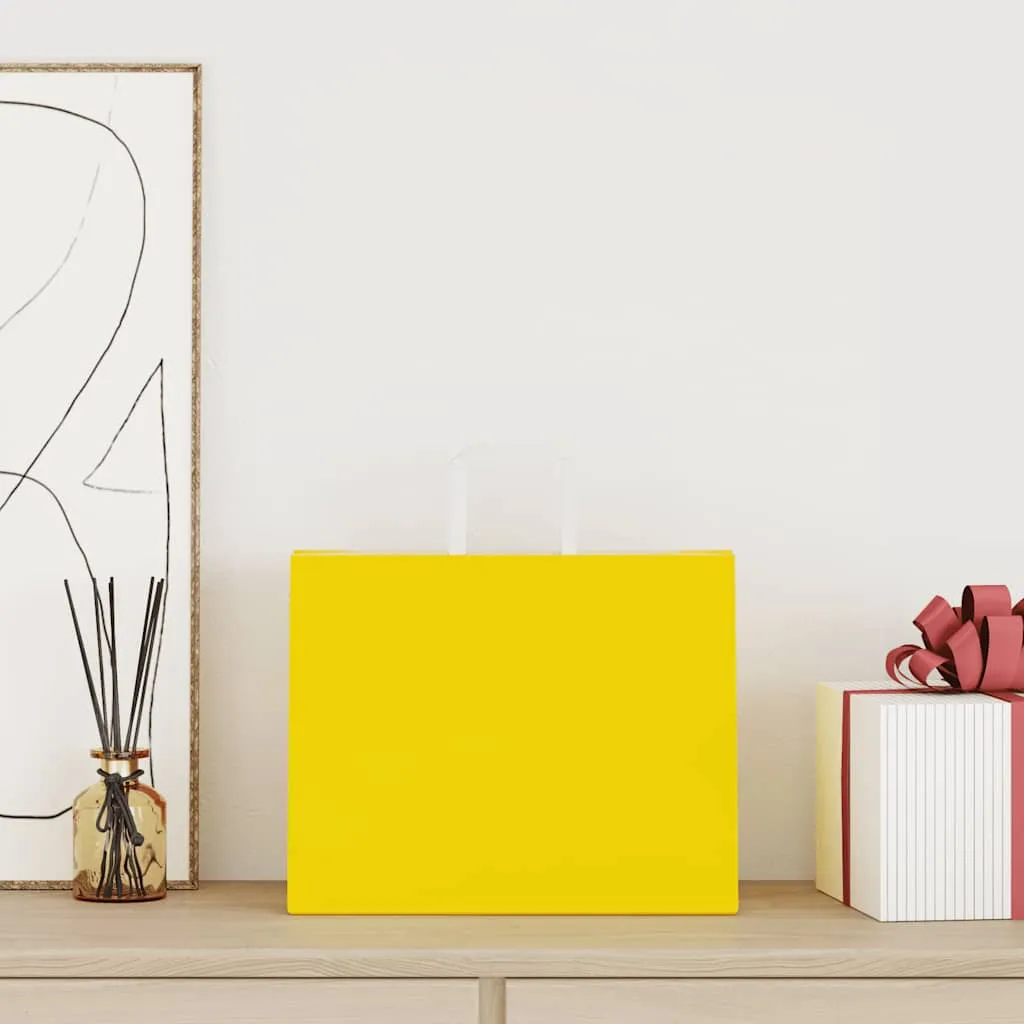 vidaXL Paper Bags 250 pcs with Handles Yellow 32x22x24 cm