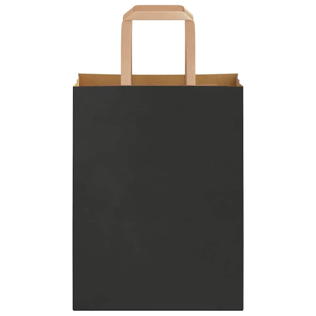 vidaXL Paper Bags 50 pcs with Handles Black 21x11x28 cm