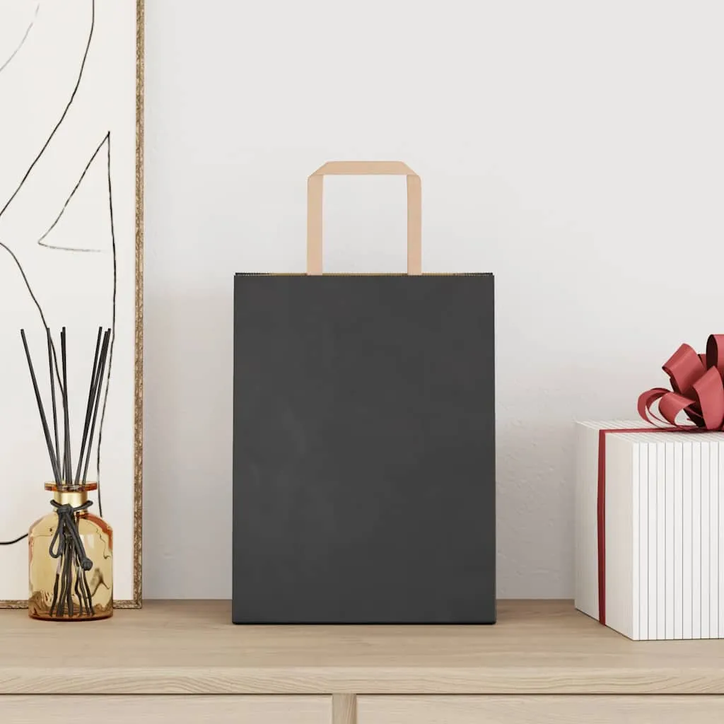 vidaXL Paper Bags 50 pcs with Handles Black 21x11x28 cm