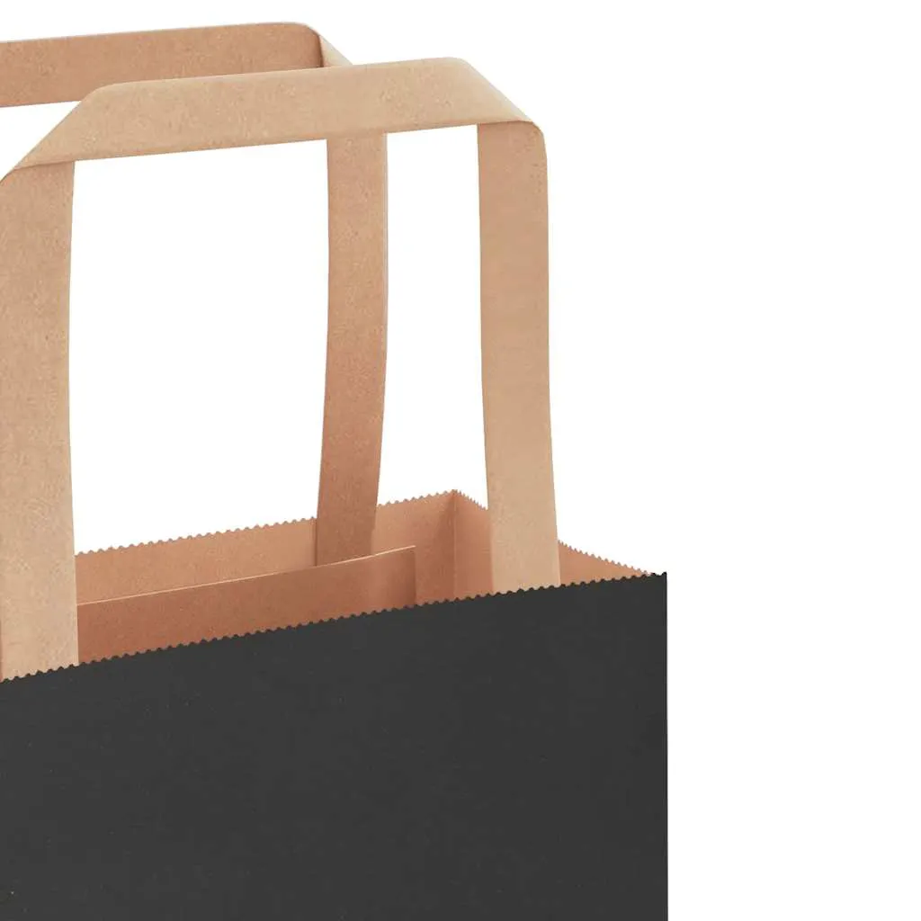 vidaXL Paper Bags 50 pcs with Handles Black 21x11x28 cm