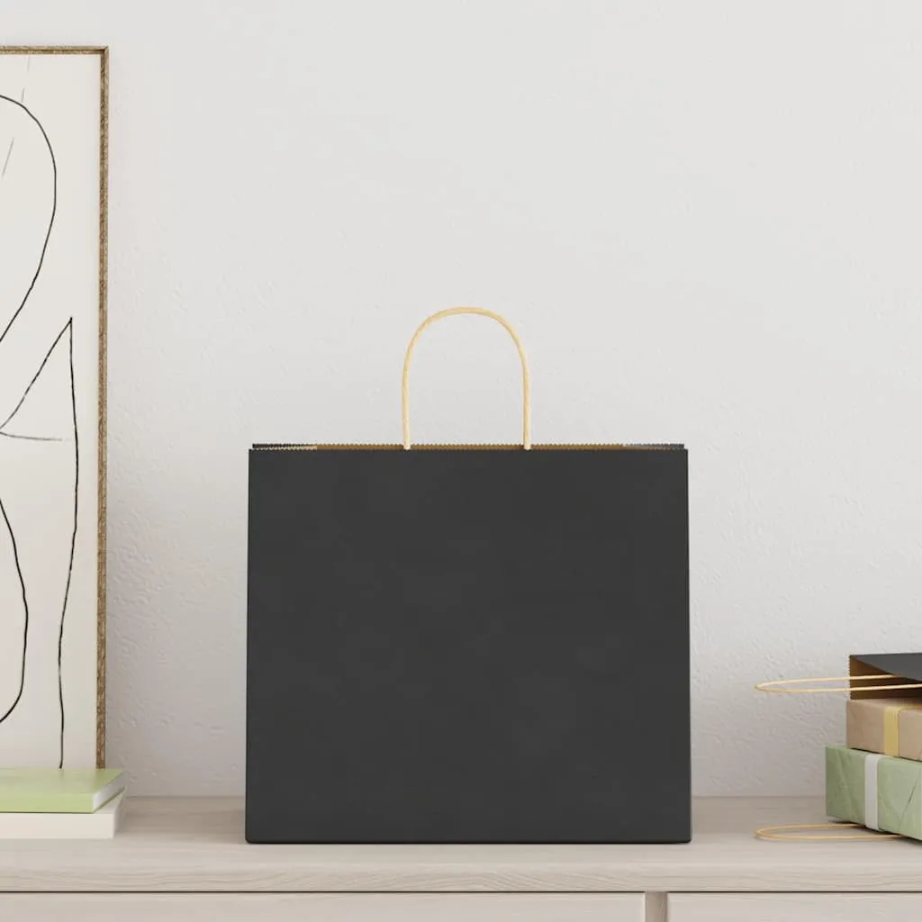 vidaXL Paper Bags 50 pcs with Handles Black 32x22x28 cm