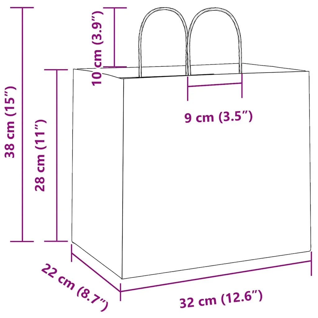 vidaXL Paper Bags 50 pcs with Handles Black 32x22x28 cm