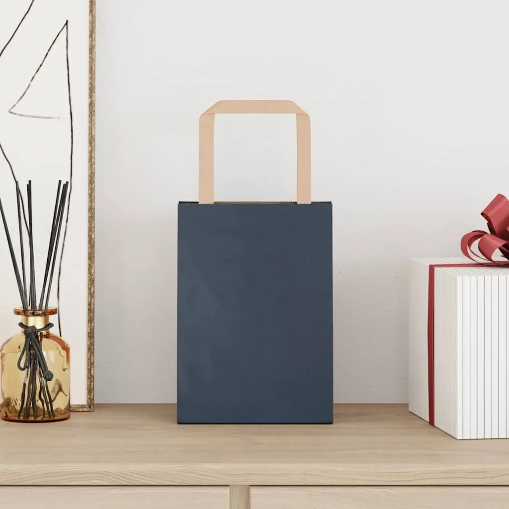 vidaXL Paper Bags 50 pcs with Handles Blue 15x8x21 cm