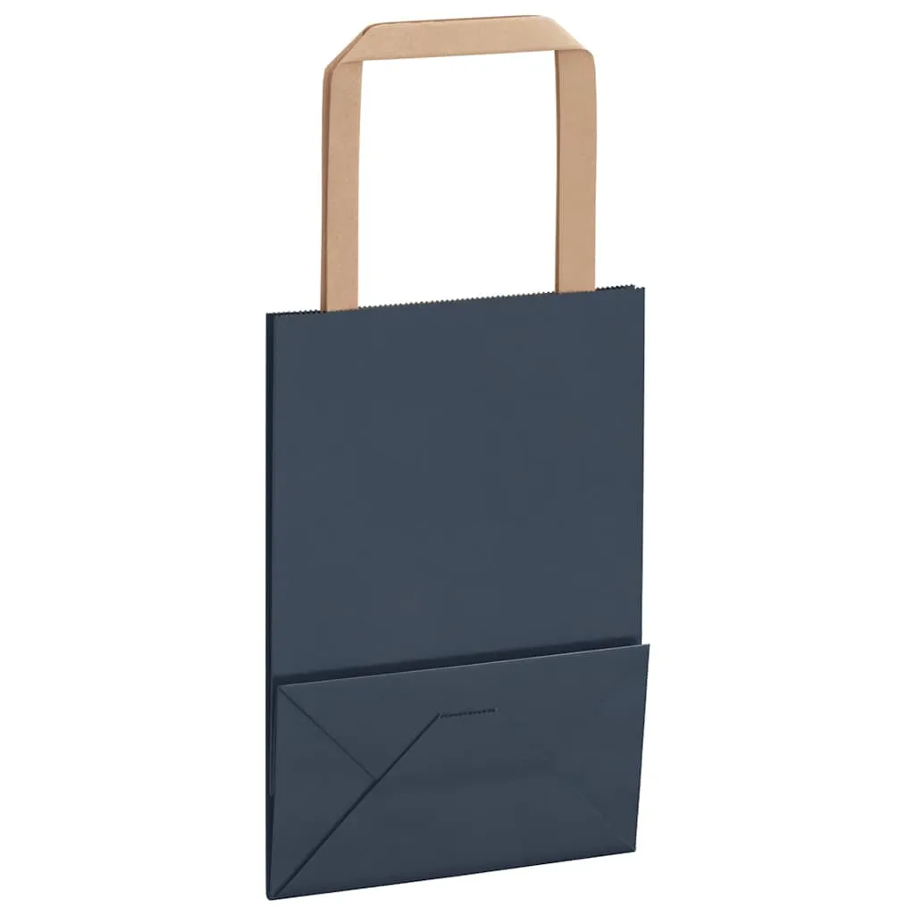 vidaXL Paper Bags 50 pcs with Handles Blue 15x8x21 cm