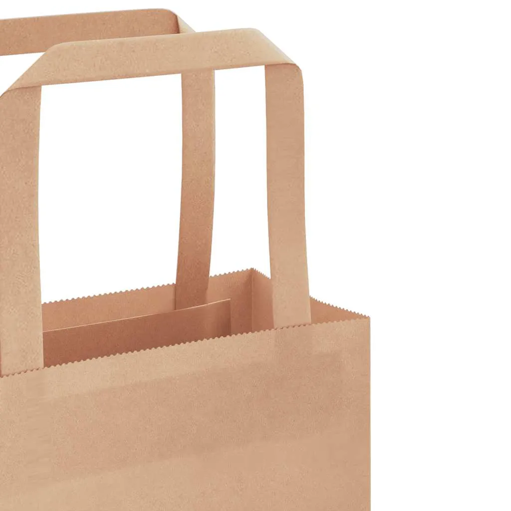 vidaXL Paper Bags 50 pcs with Handles Brown 21x11x28 cm