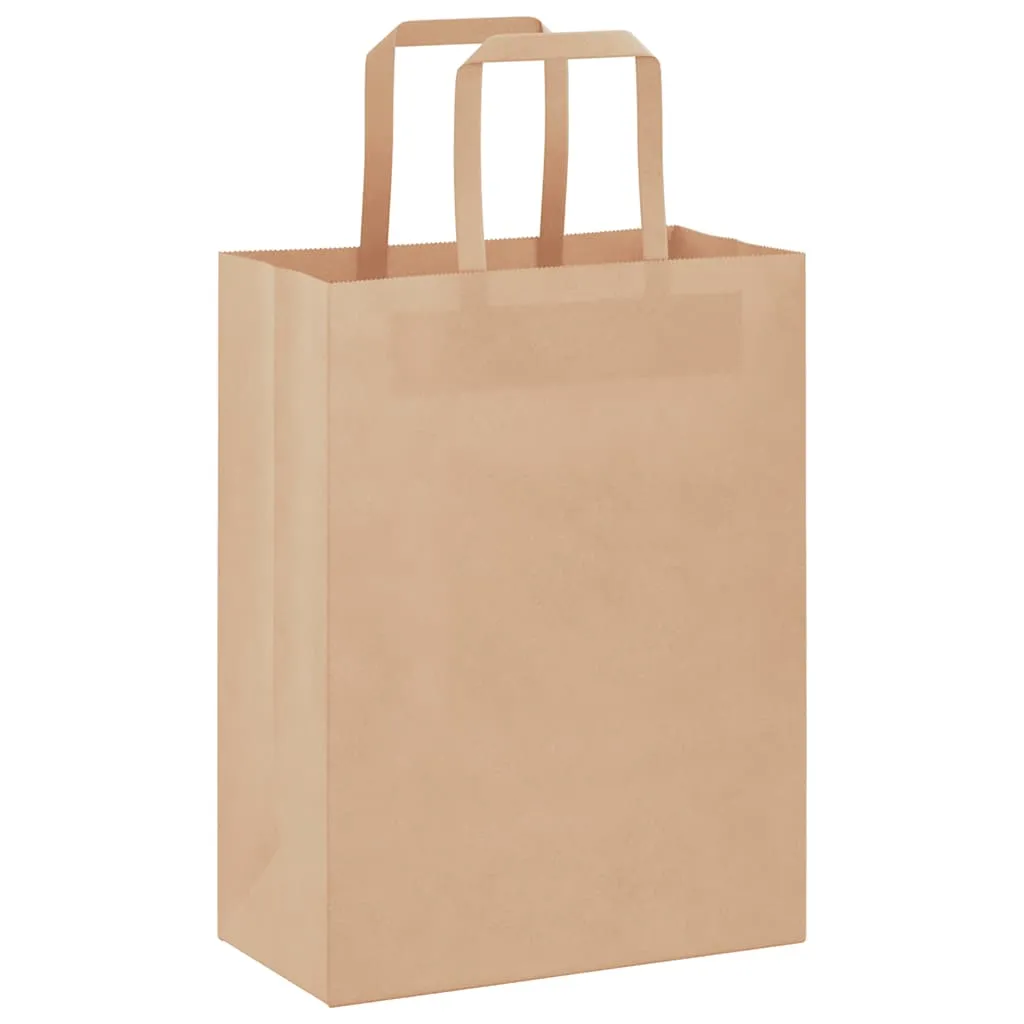 vidaXL Paper Bags 50 pcs with Handles Brown 21x11x28 cm