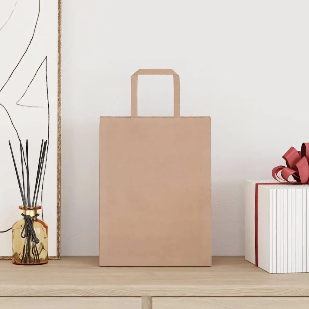 vidaXL Paper Bags 50 pcs with Handles Brown 21x11x28 cm