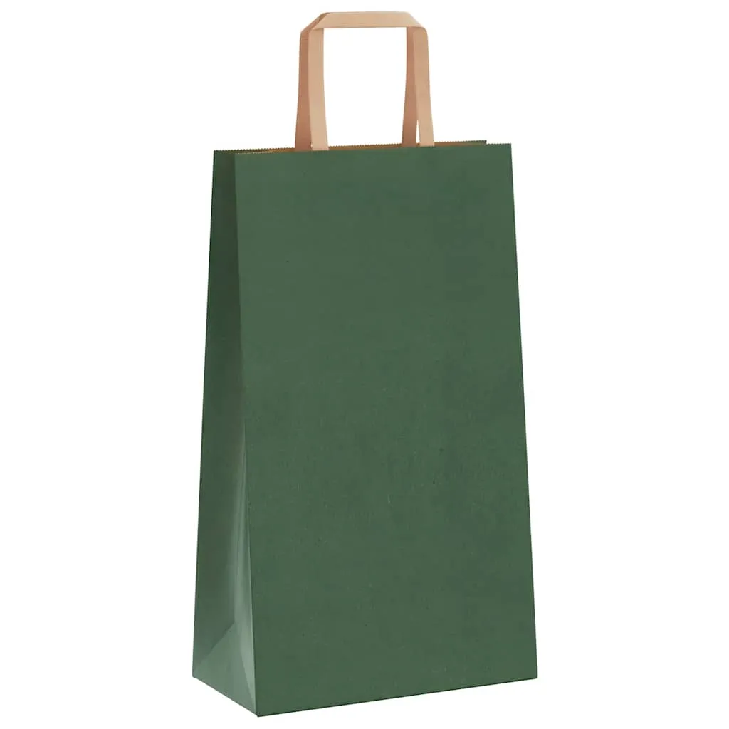 vidaXL Paper Bags 50 pcs with Handles Green 21x11x36 cm