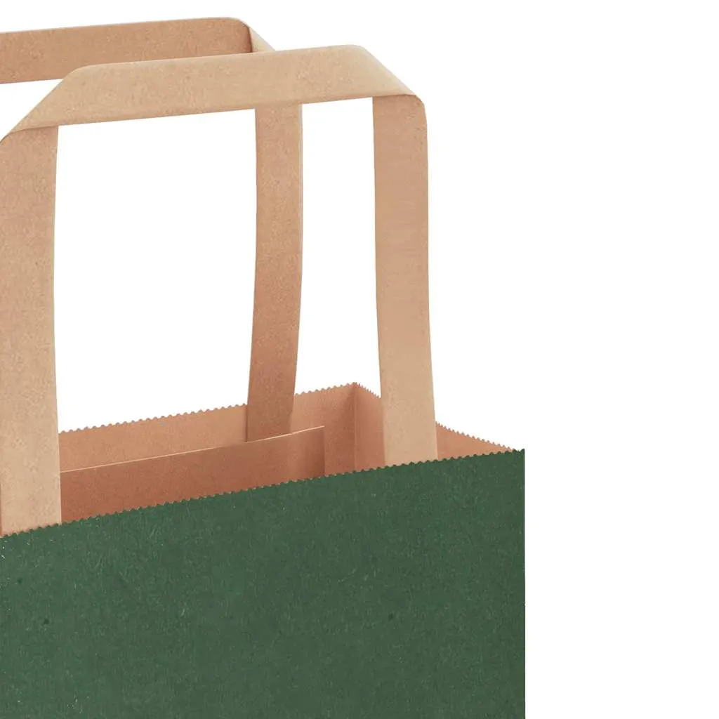 vidaXL Paper Bags 50 pcs with Handles Green 21x11x36 cm