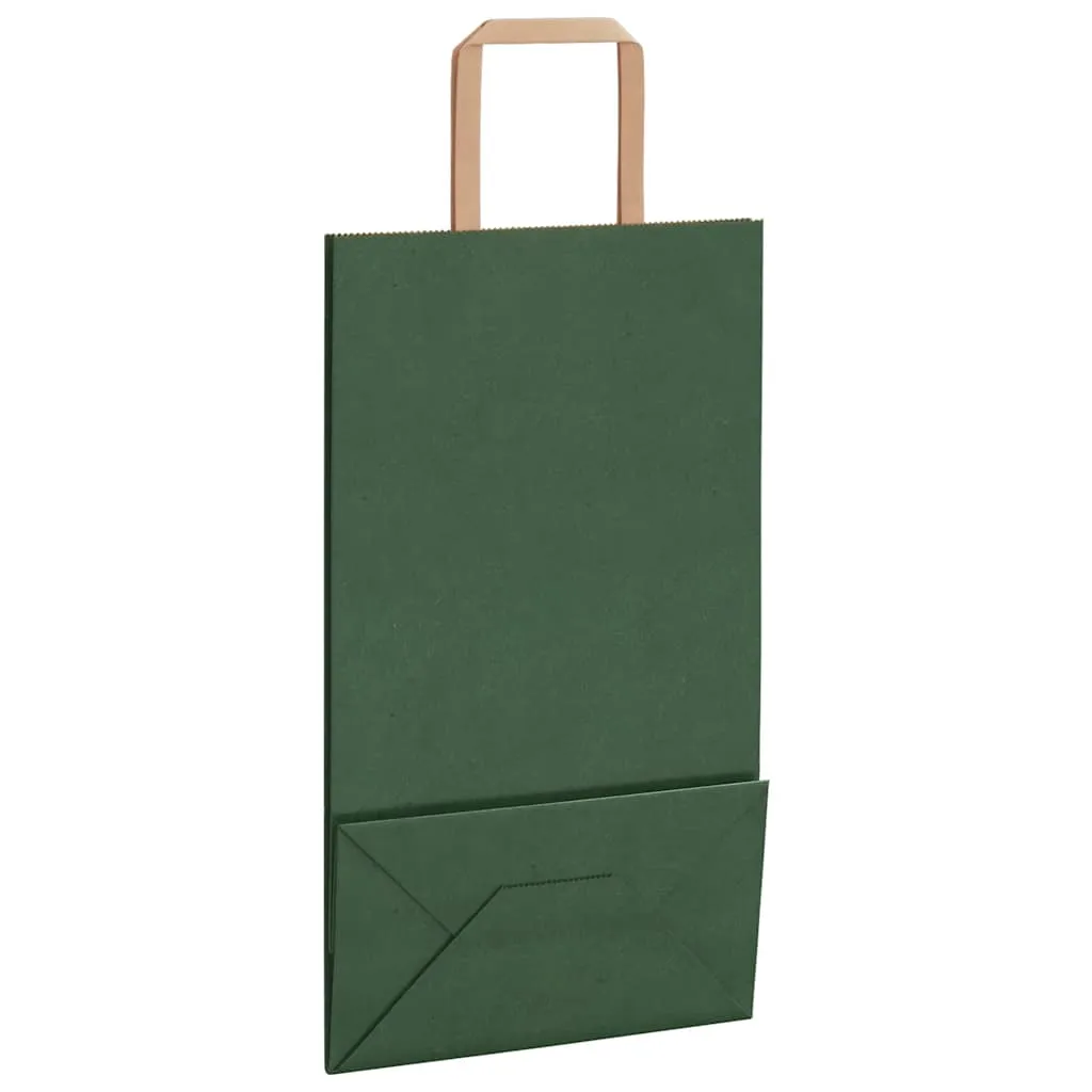 vidaXL Paper Bags 50 pcs with Handles Green 21x11x36 cm