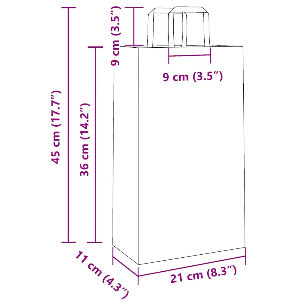vidaXL Paper Bags 50 pcs with Handles Green 21x11x36 cm