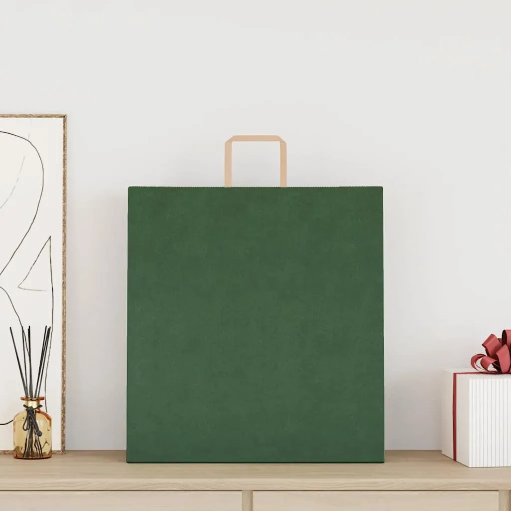 vidaXL Paper Bags 50 pcs with Handles Green 45x17x48 cm