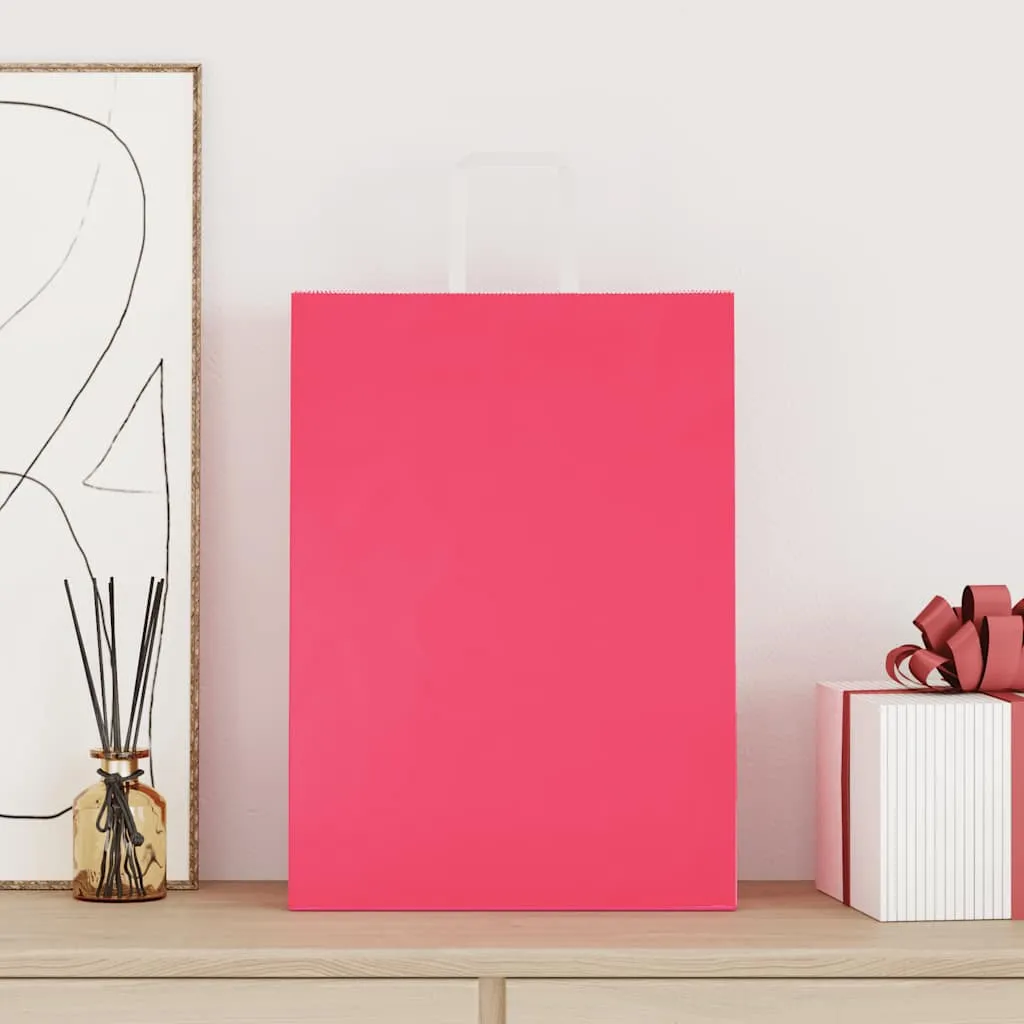 vidaXL Paper Bags 50 pcs with Handles Pink 32x17x44 cm