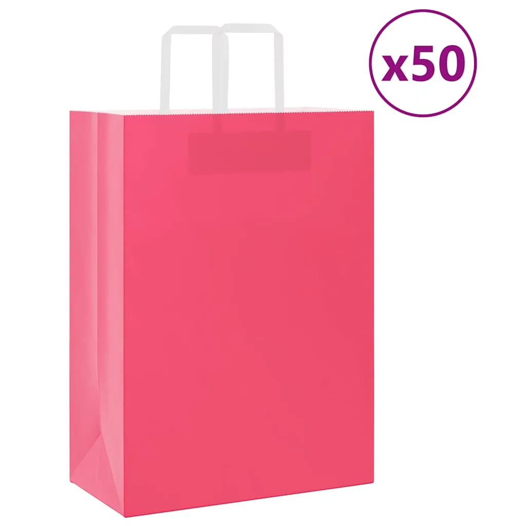 vidaXL Paper Bags 50 pcs with Handles Pink 32x17x44 cm