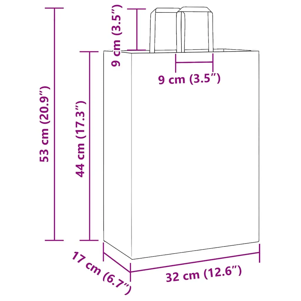 vidaXL Paper Bags 50 pcs with Handles Pink 32x17x44 cm
